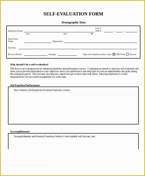 Employee Review form Template Free Of Employee Evaluation form Example 13 Free Word Pdf