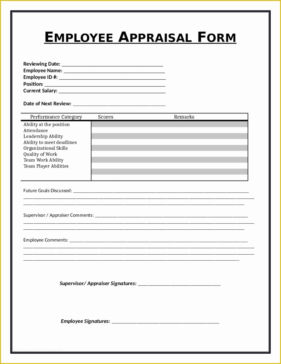 Employee Review form Template Free Of Employee Evaluation form Free Sample Employee