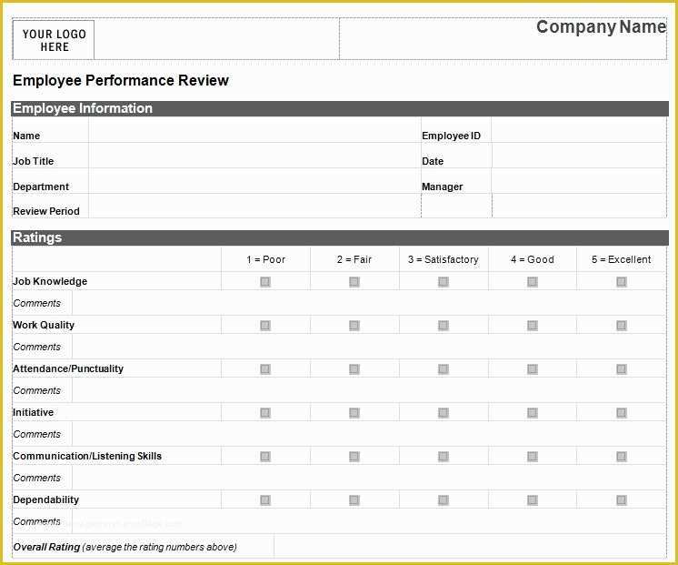 Employee Review form Template Free Of Employee Performance Review Template