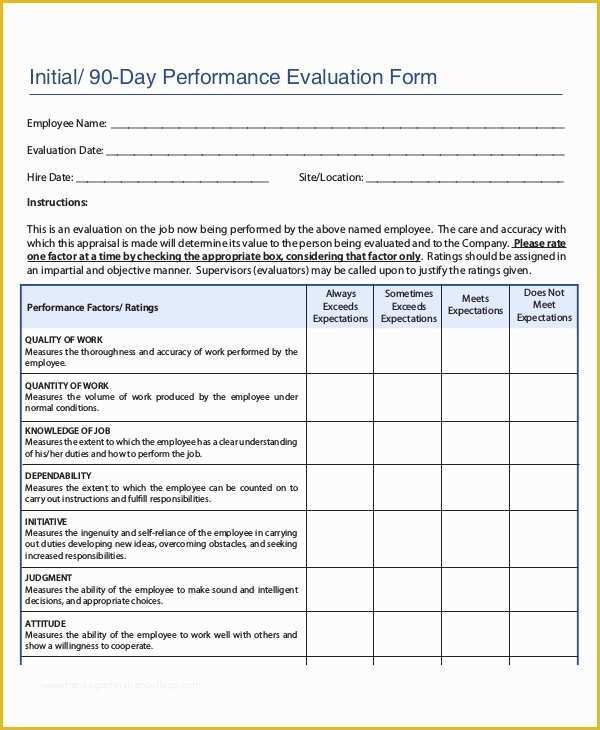 Employee Review form Template Free Of Employee Review Template