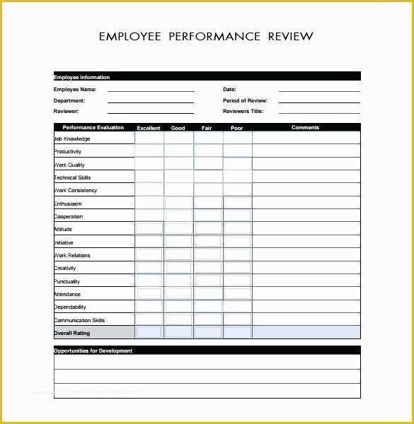 Employee Review form Template Free Of Employee Review Templates Free Performance Template forms