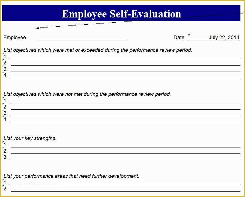 Employee Review form Template Free Of Employee Self Evaluation Template
