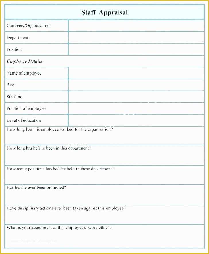 Employee Review form Template Free Of Yearly Employee Review Template Employee Performance