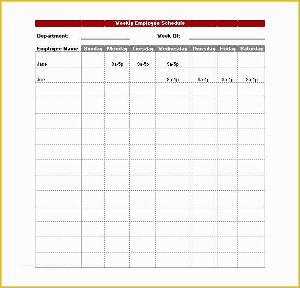 Employee Schedule Template Free Download Of 17 Blank Work Schedule Templates Pdf Doc