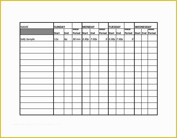 Employee Schedule Template Free Download Of 21 Samples Of Work Schedule Templates to Download