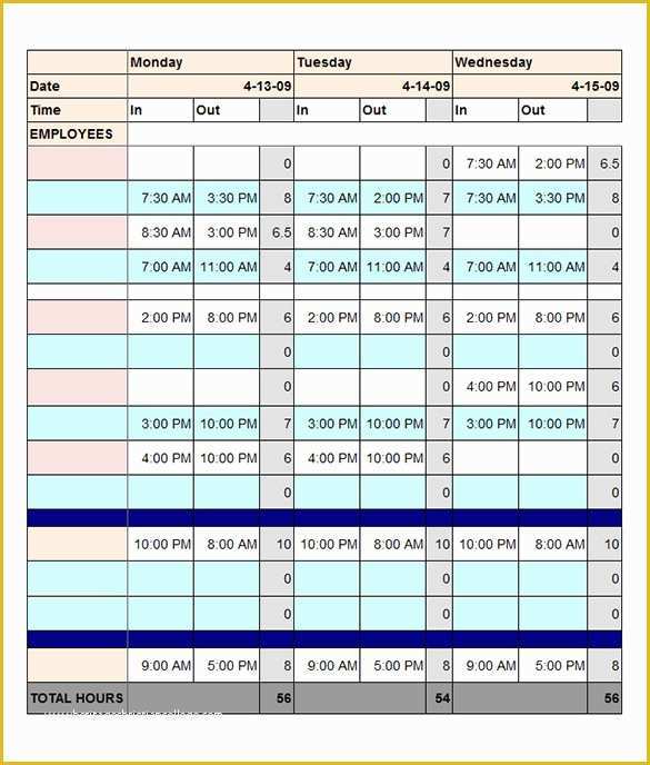 Employee Schedule Template Free Download Of Employee Schedule Templates 14 Free Sample Example