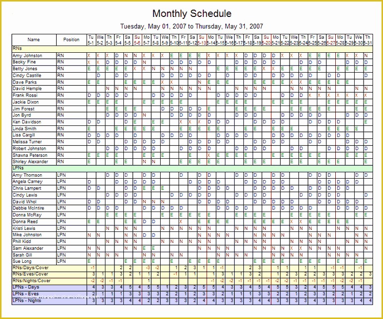 Employee Schedule Template Free Download Of Monthly Employee Schedule Template Excel