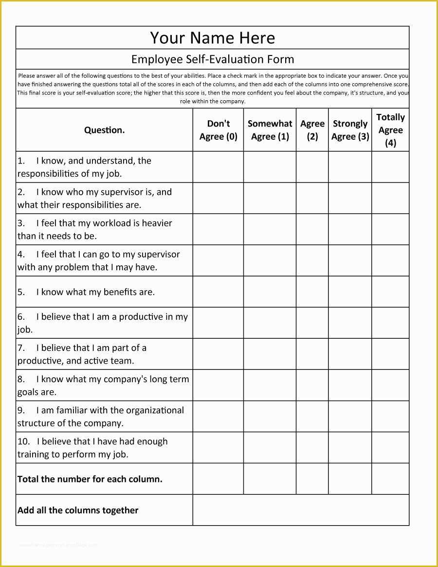 Employee Self Evaluation Template Free Of 46 Employee Evaluation forms & Performance Review Examples