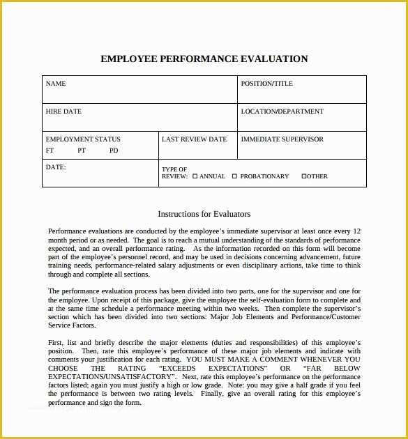 Employee Self Evaluation Template Free Of 8 Employee Self Evaluation forms