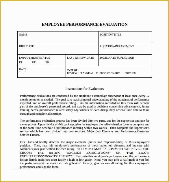 Employee Self Evaluation Template Free Of 8 Employee Self Evaluation forms