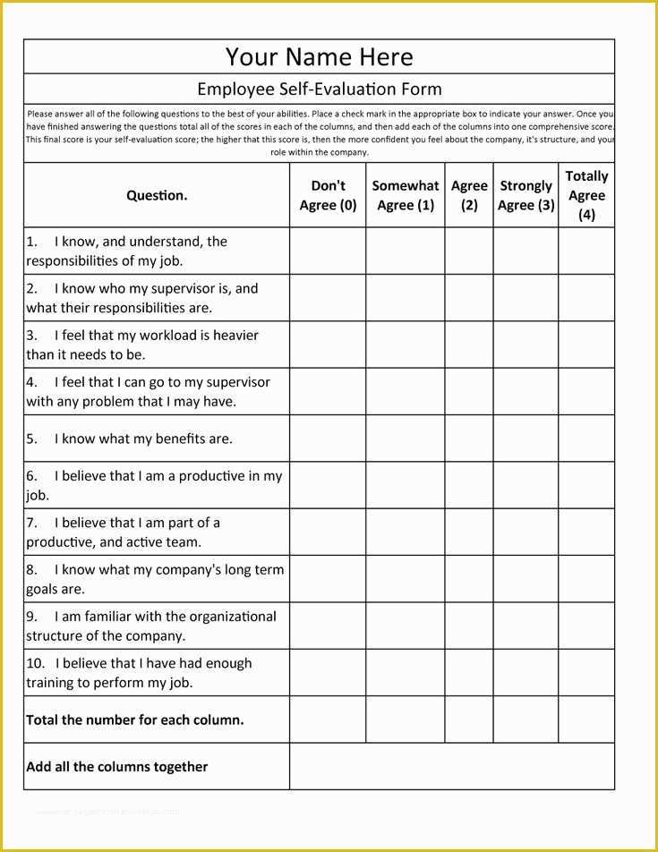 Employee Self Evaluation Template Free Of Best 25 Employee Evaluation form Ideas On Pinterest