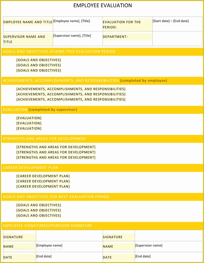 Employee Self Evaluation Template Free Of Blank Evaluation form Templates Download In Word & Pdf