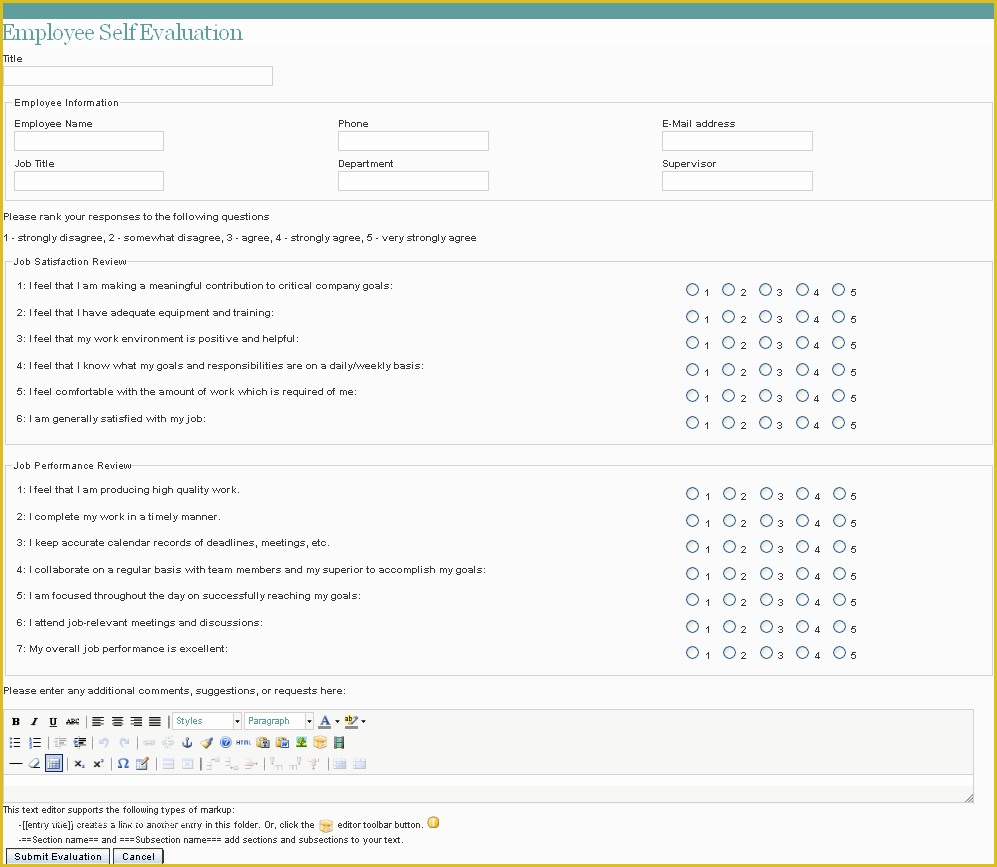 Employee Self Evaluation Template Free Of Employee Self Evaluation