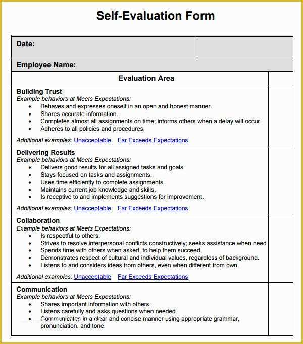 Employee Self Evaluation Template Free Of Employee Self Evaluation Template Templates Resume