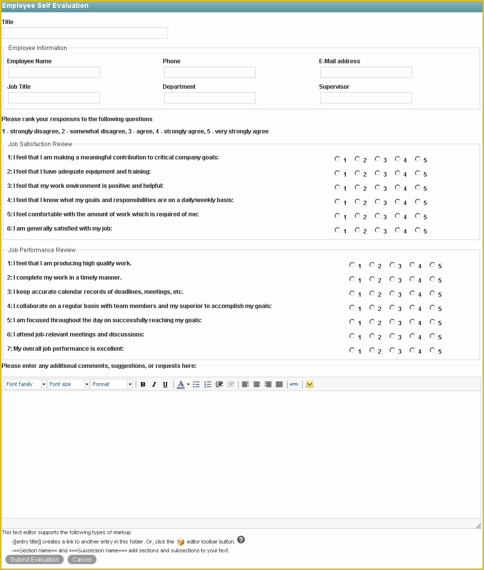 Employee Self Evaluation Template Free Of Employee Self Evaluation Vibe