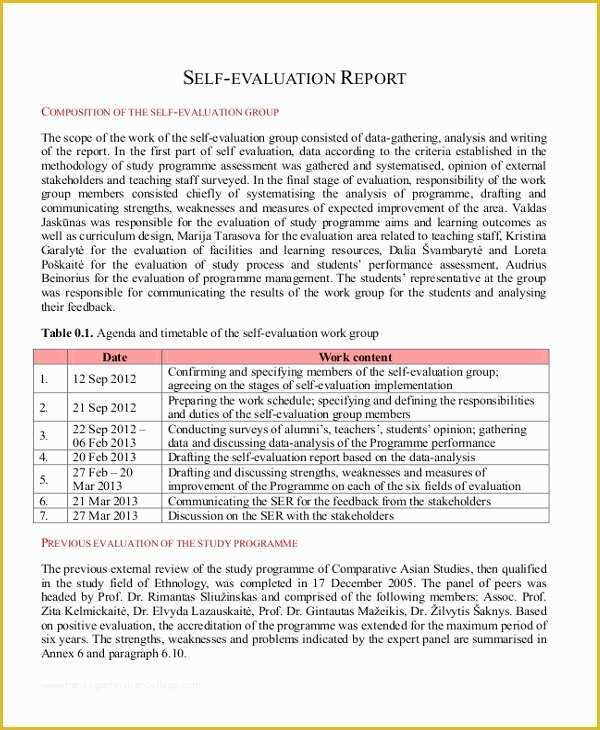 Employee Self Evaluation Template Free Of Sample Employee Self Evaluation form 8 Free Documents