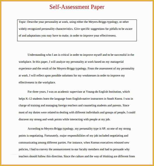 Employee Self Evaluation Template Free Of Self Evaluation Examples