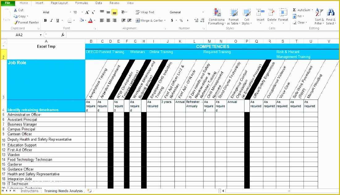 Employee Training Template Free Of 10 Training Matrix Excel Template Exceltemplates