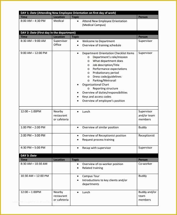 Employee Training Template Free Of 17 Training Schedule Templates