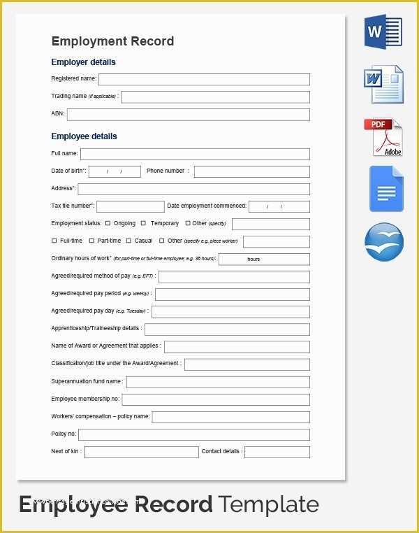 Employee Training Template Free Of Employee Record Templates 32 Free Word Pdf Documents