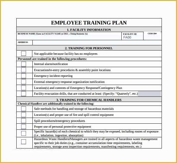 Employee Training Template Free Of Employee Training Plan Template