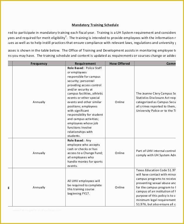 Employee Training Template Free Of Employee Training Schedule Template 15 Free Word Pdf