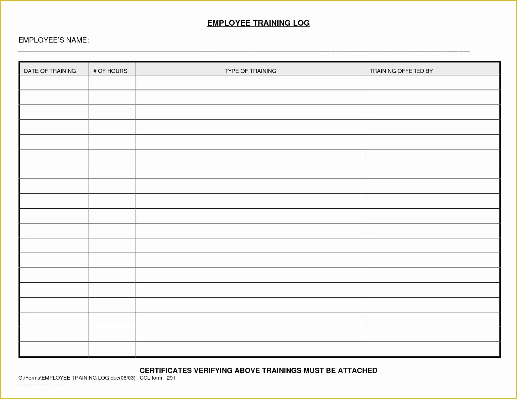 Employee Training Template Free Of Staff Training Log Gecce Tackletarts