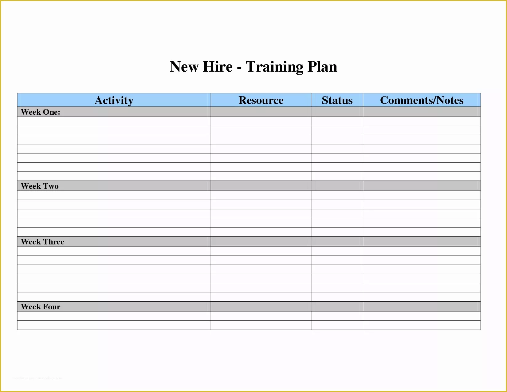 Employee Training Template Free Of Training Plan Template