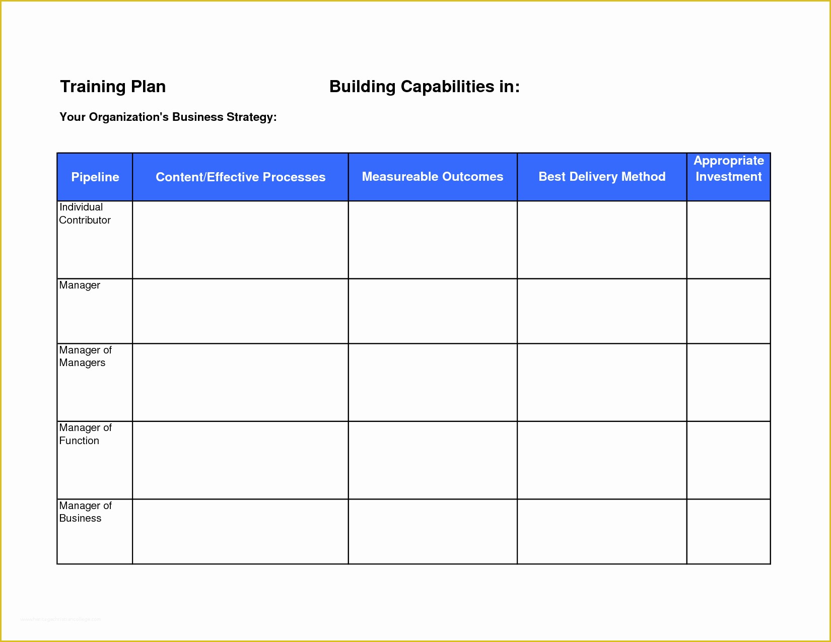 Employee Training Template Free Of Training Plan Template