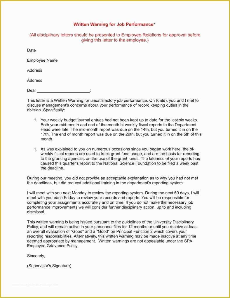 Employee Written Warning Template Free Of 10 Employee Warning Letters Free Word Pdf Excel