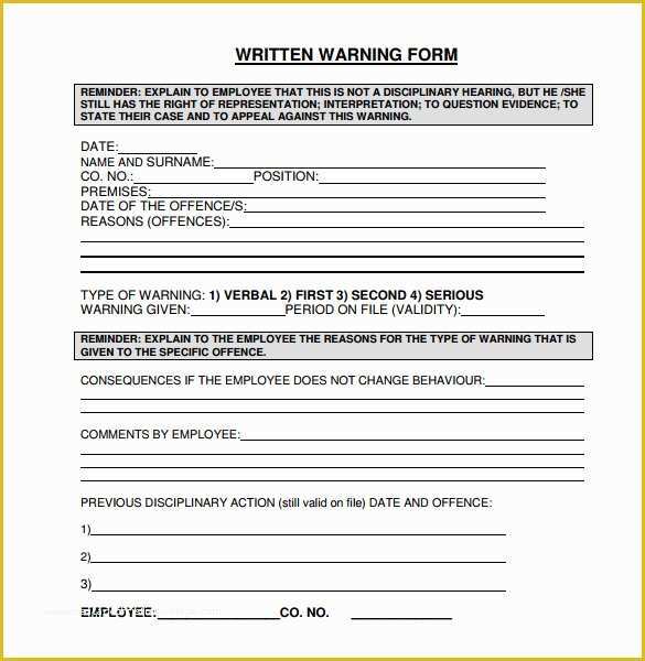 Employee Written Warning Template Free Of 11 Written Warning Templates – Pdf