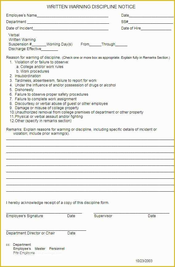 Employee Written Warning Template Free Of 26 Employee Write Up form Templates Free Word