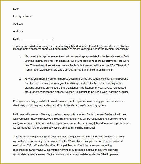 Employee Written Warning Template Free Of 33 Hr Warning Letters Free Sample Example format