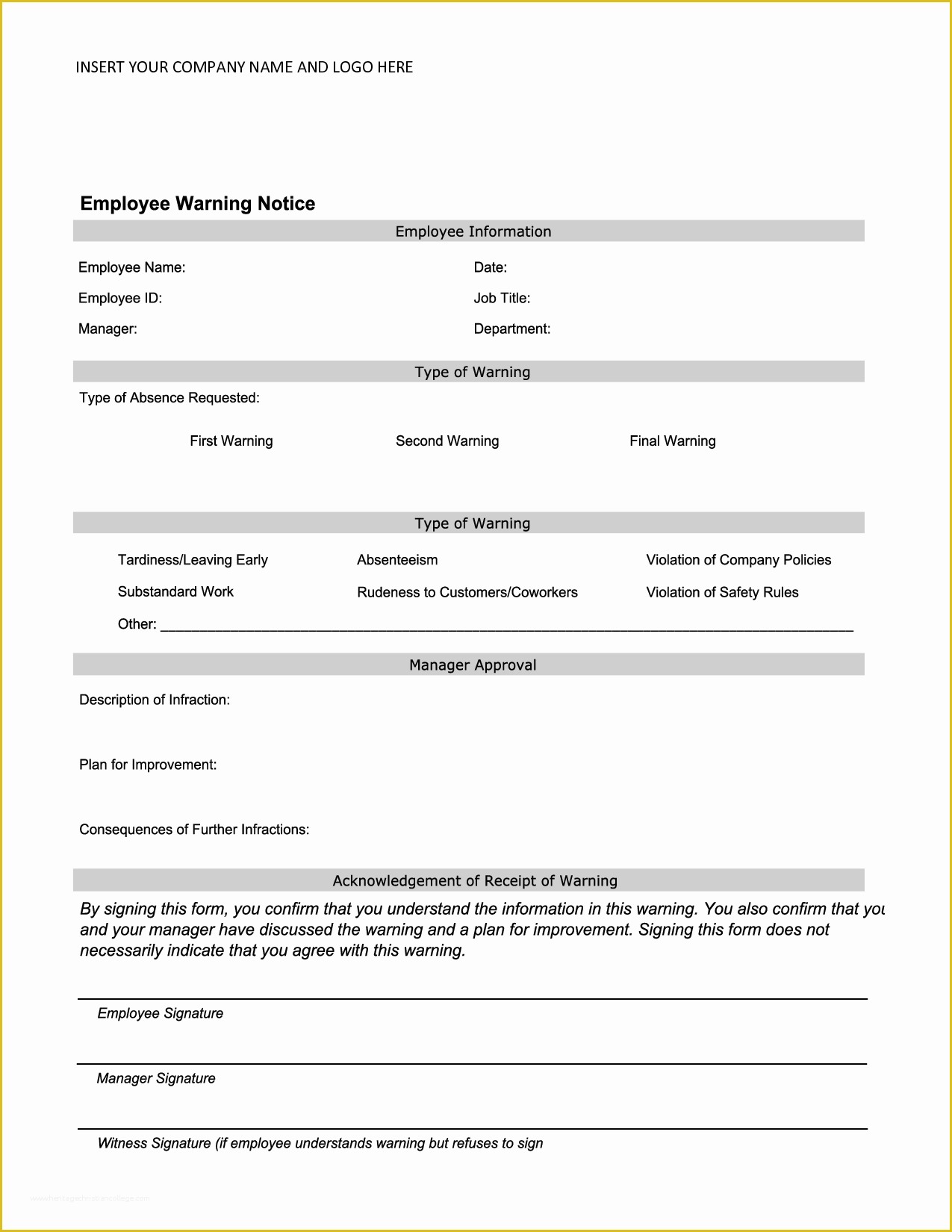 Employee Written Warning Template Free Of Employee Warning Notice Employee forms