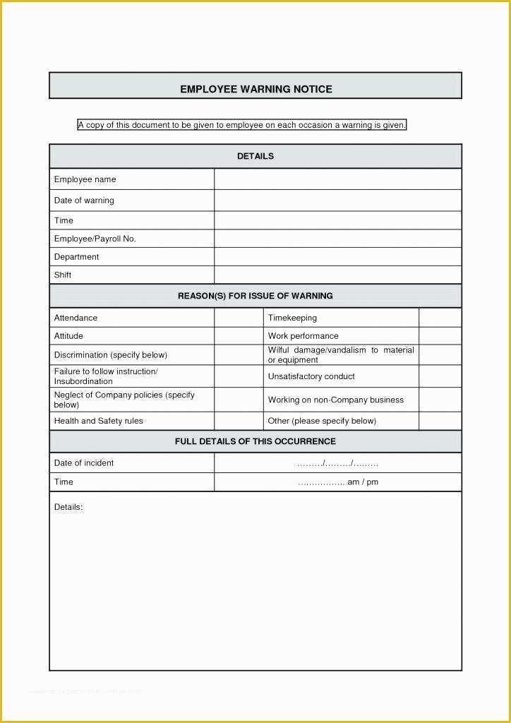 Employee Written Warning Template Free Of Employee Written Warning Template Free Awesome Sample