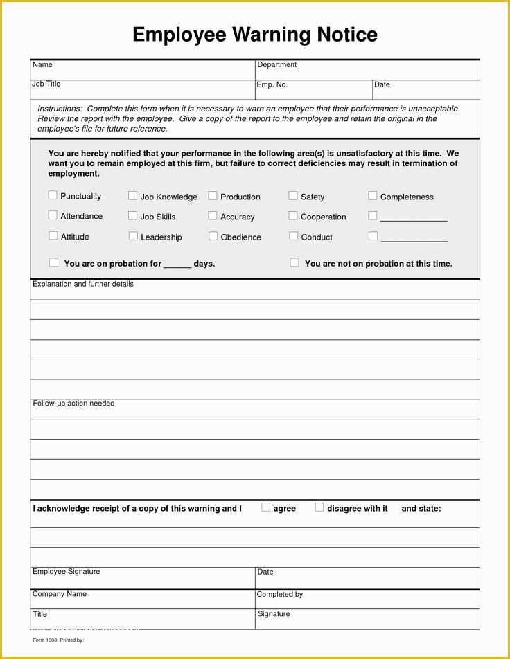 Employee Written Warning Template Free Of Free Employee Write Up Sheets