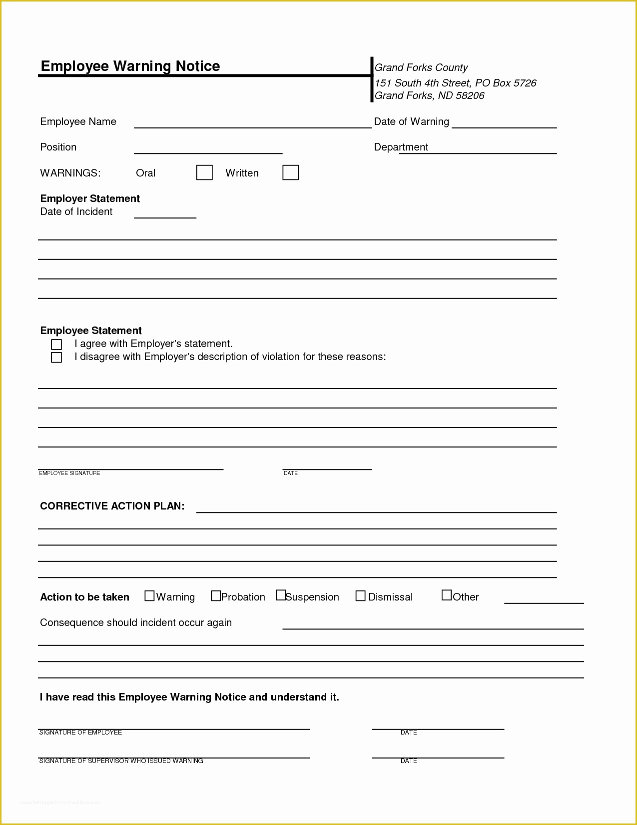 Employee Written Warning Template Free Of Free Printable Employee Warning Notice