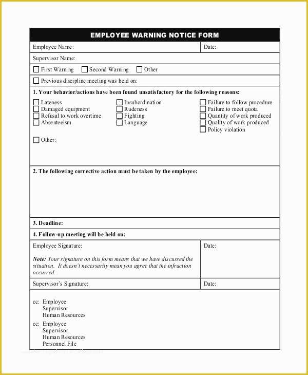 Employee Written Warning Template Free Of Notice form In Word Sarahepps