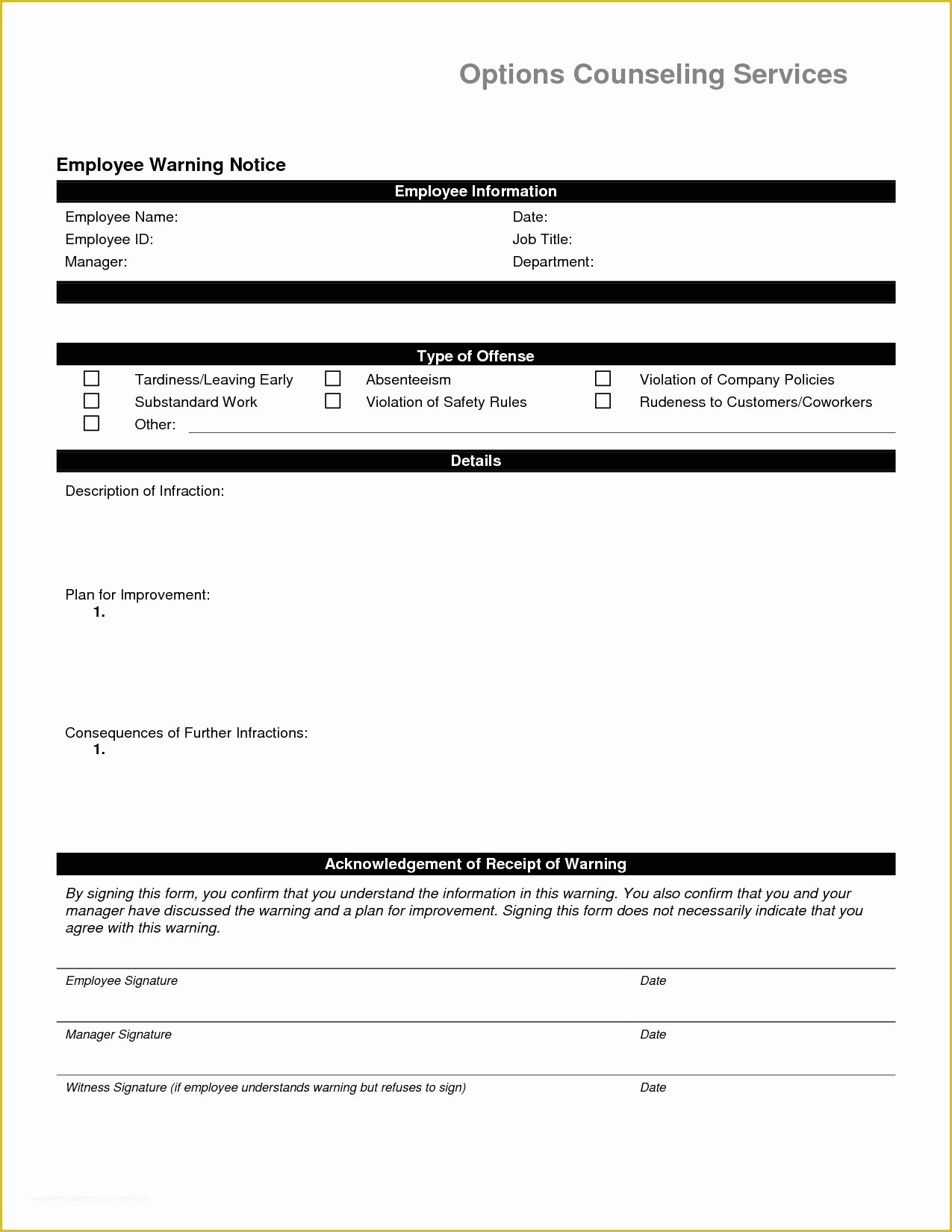 Employee Written Warning Template Free Of Written Warning Template for Employees Performance