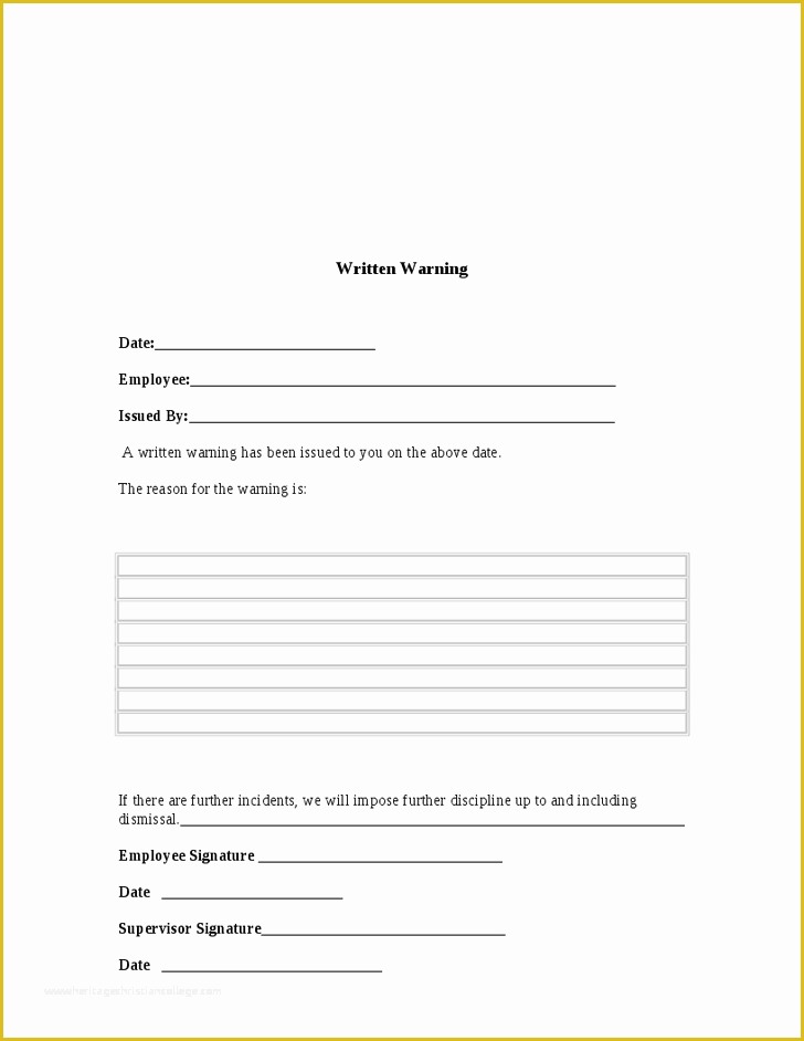 Employee Written Warning Template Free Of Written Warning Template