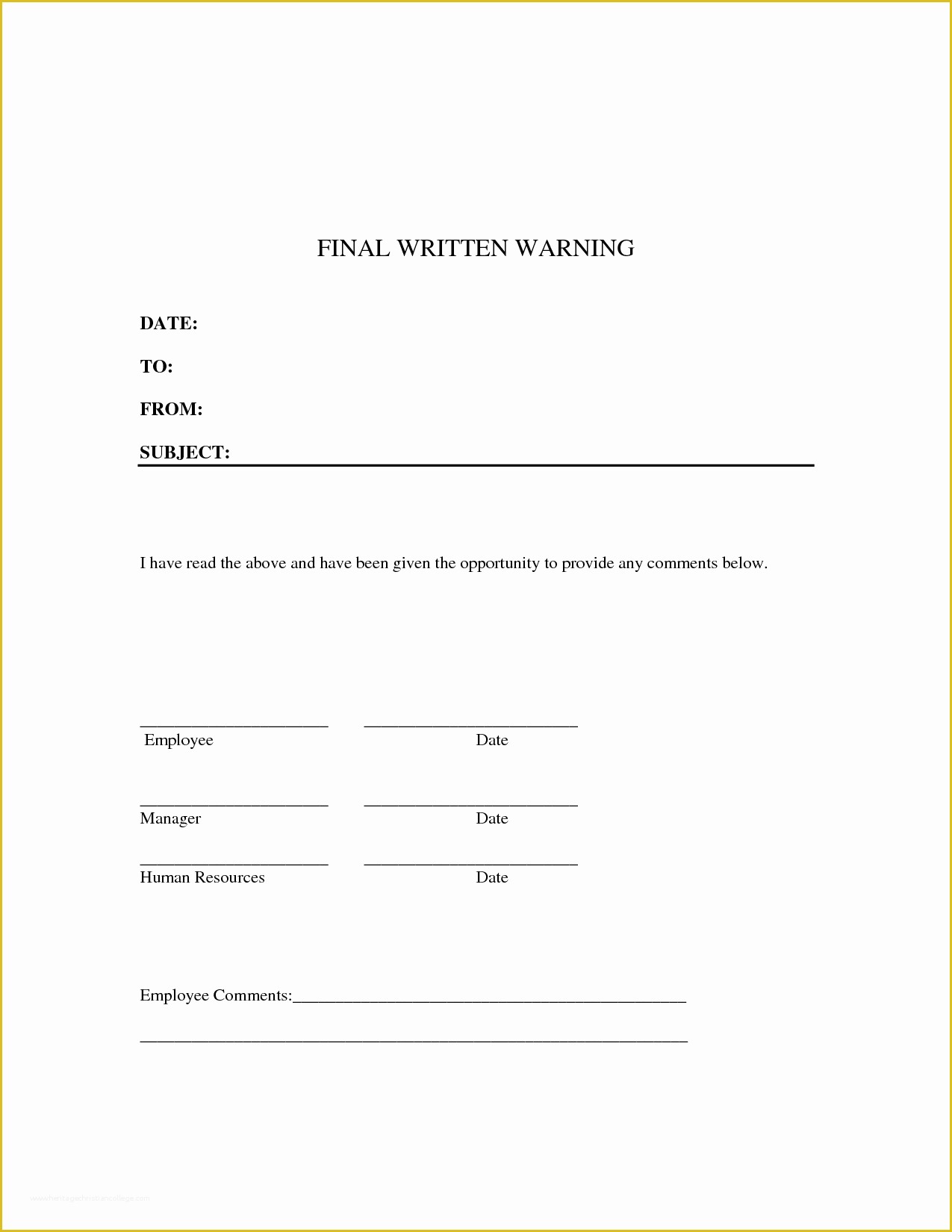 Employee Written Warning Template Free Of Written Warning Template