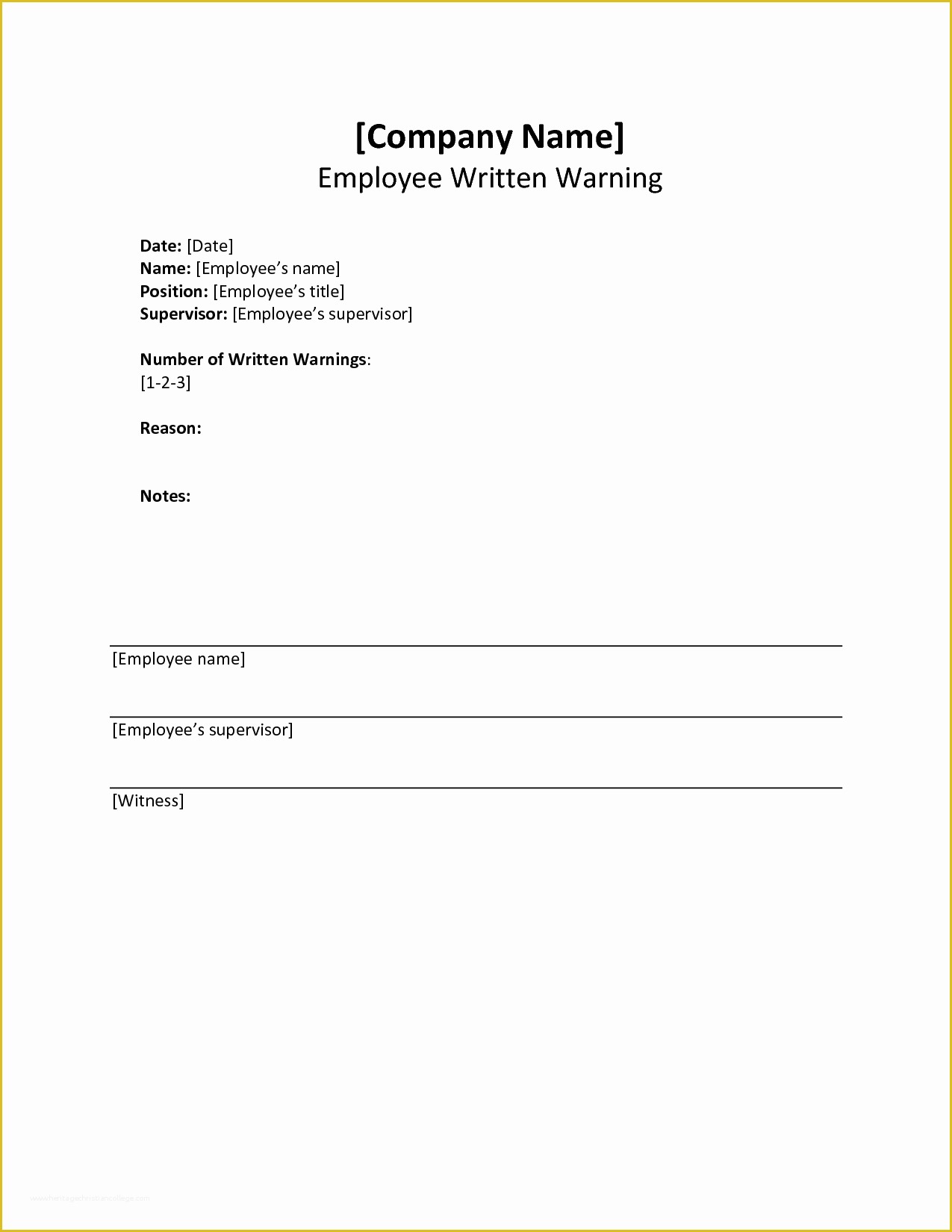 Employee Written Warning Template Free Of Written Warning Template