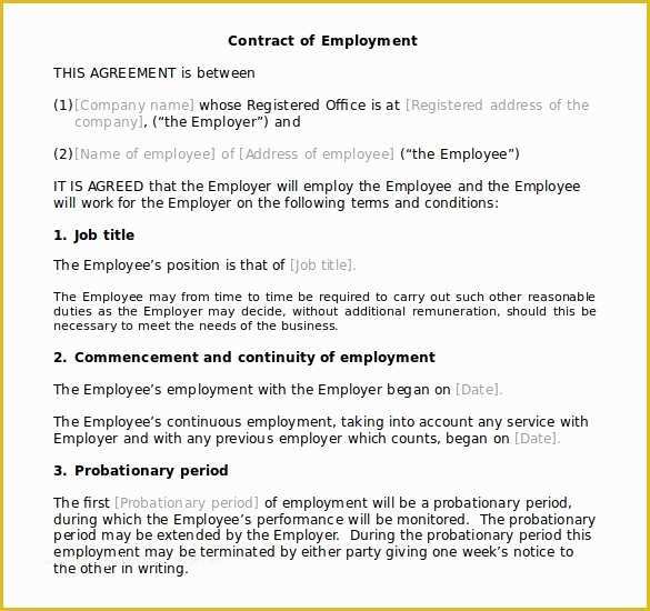 Employment Agreement Template Free Download Of 10 Microsoft Word Contract Templates Free Download
