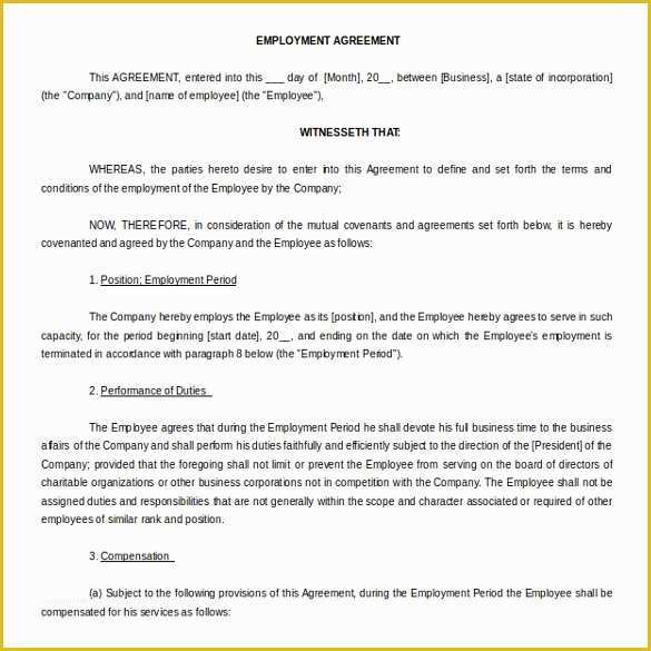Employment Agreement Template Free Download Of 15 Microsoft Word Agreement Templates Free Download