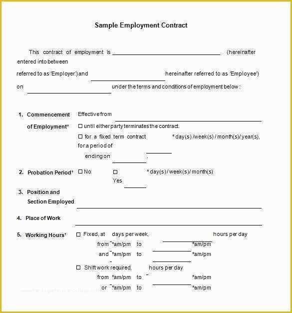 Employment Agreement Template Free Download Of 18 Job Contract Templates Word Pages Docs