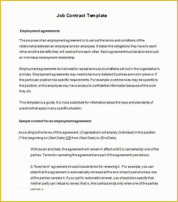 Employment Agreement Template Free Download Of 18 Job Contract Templates Word Pages Docs