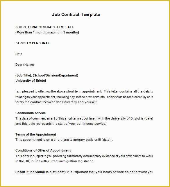 Employment Agreement Template Free Download Of 18 Job Contract Templates Word Pages Docs