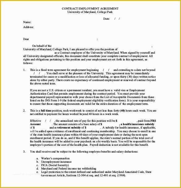 Employment Agreement Template Free Download Of 21 Employee Agreement Templates – Word Pdf Apple Pages