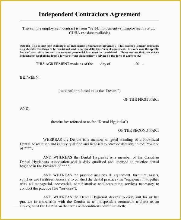 Employment Agreement Template Free Download Of 6 Sample Self Employment Agreements