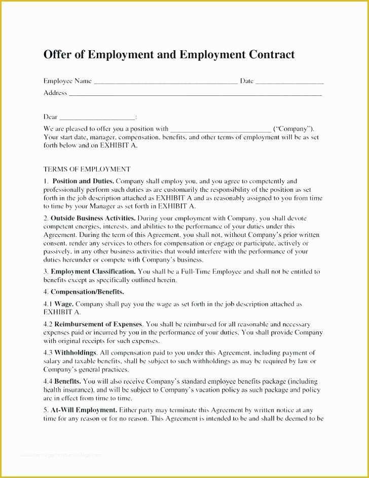 Employment Agreement Template Free Download Of Basic Employment Contract Template